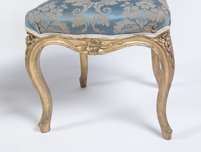 Lot 1087 - Two Georgian gold painted salon chairs