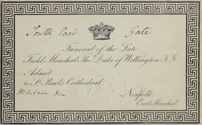 Lot 764 - An invitation to the funeral of the Duke of Wellington