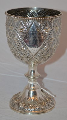 Lot 197 - A Victorian silver trophy goblet/chalice