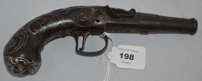 Lot 198 - A late 18th Century flintlock pistol