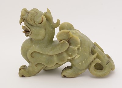 Lot 740 - pair of Chinese soapstone dragons.