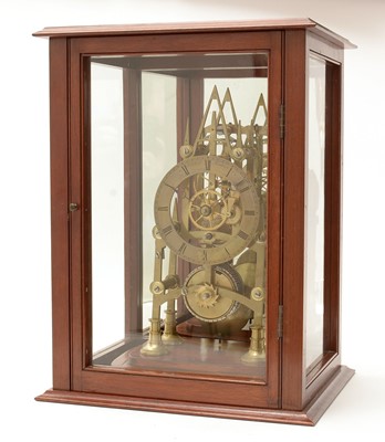 Lot 1004 - J B Cross, London: a Victorian brass skeleton clock