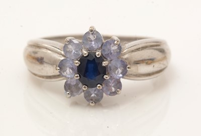 Lot 104 - Five sapphire and other blue stone rings