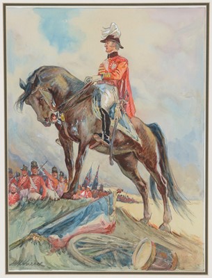 Lot 88 - H. Harris - Into the Battle of Waterloo | watercolour
