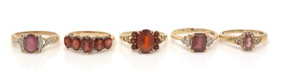 Lot 106 - Five gemstone rings