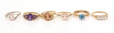 Lot 107 - Six gemstone rings