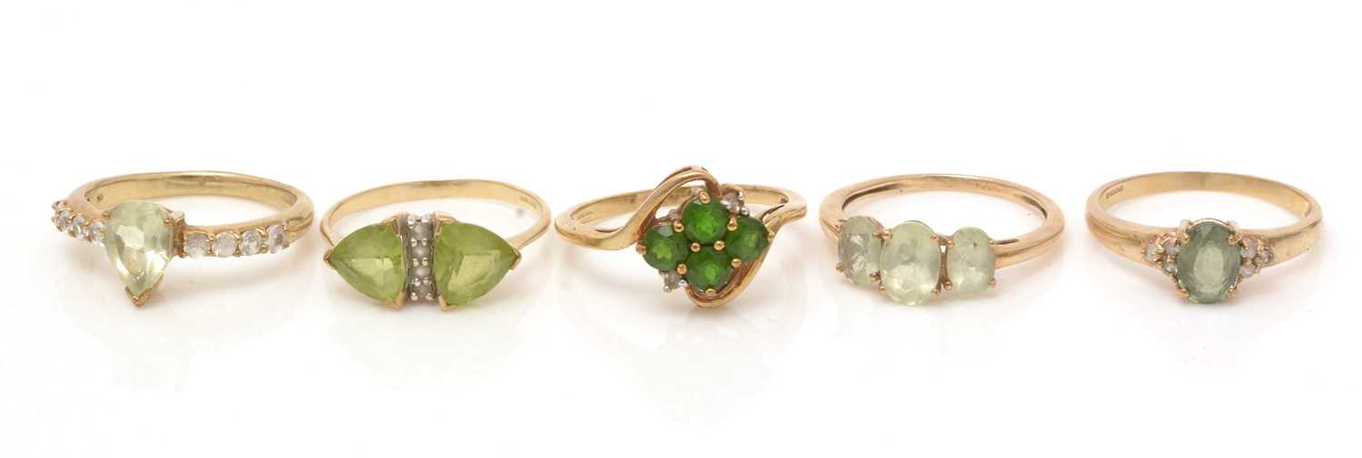Lot 110 - Five gemstone rings