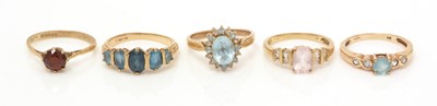 Lot 111 - Five gemstone ring