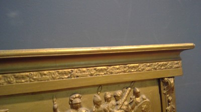 Lot 1019 - A 19th Century gold-painted gesso overmantel mirror.