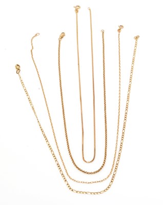 Lot 161 - Four 9ct yellow gold chains