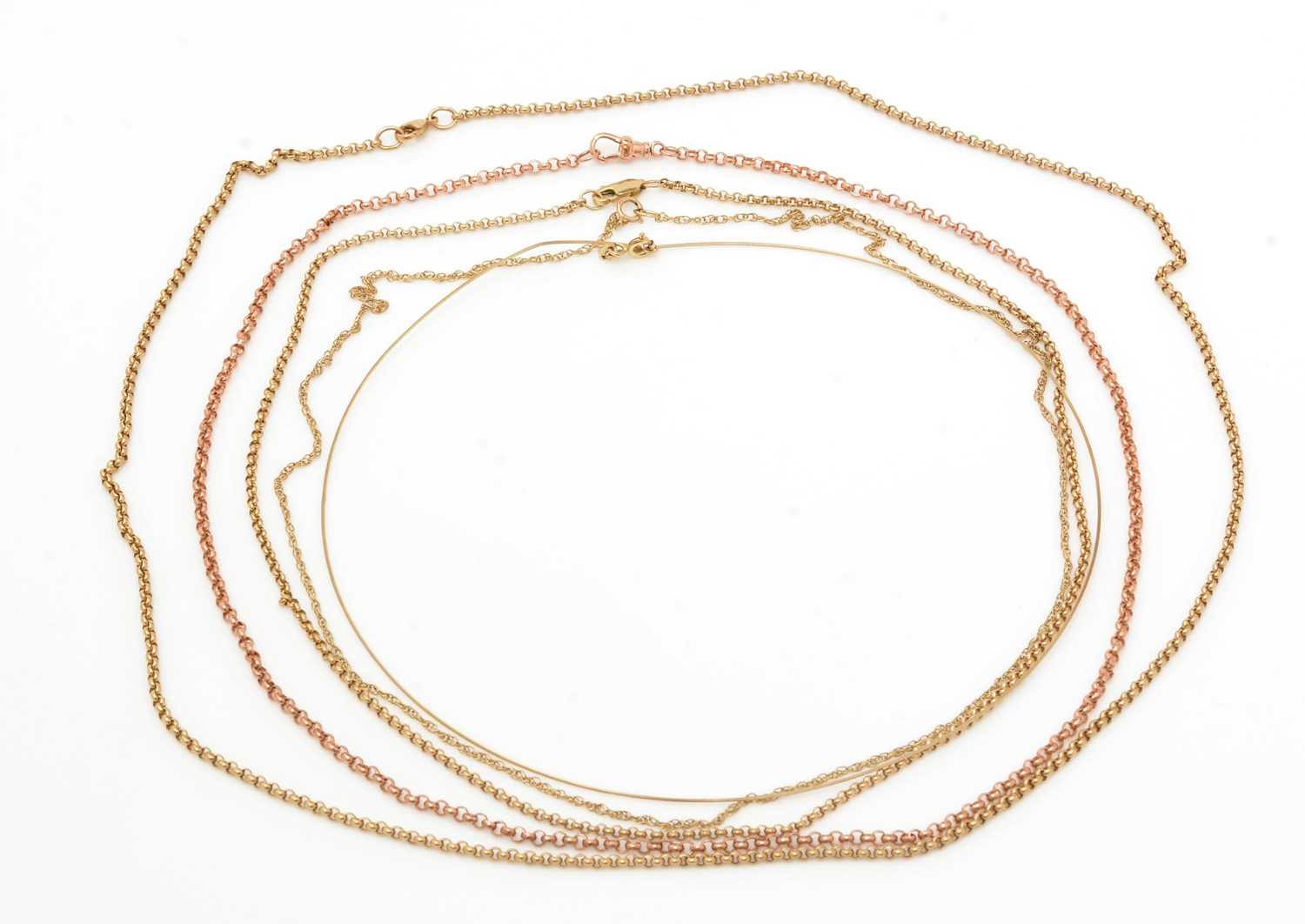 Lot 162 - Five 9ct yellow gold chains