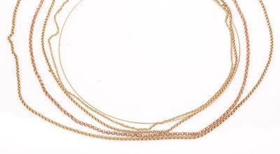 Lot 162 - Five 9ct yellow gold chains