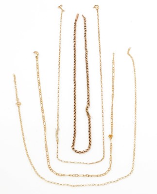 Lot 163 - Four 9ct yellow gold chains