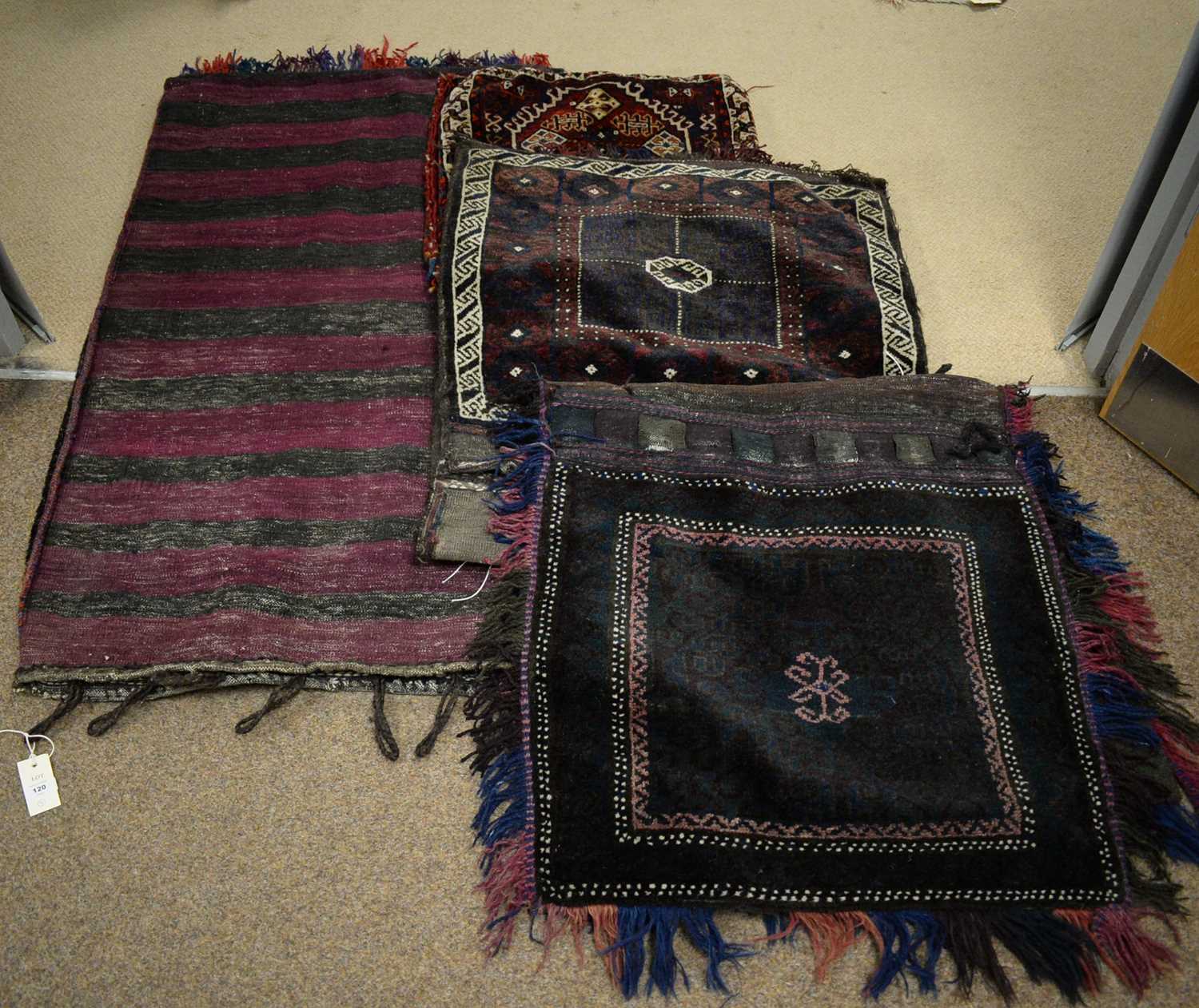 Lot 120 - Four assorted Caucasian/Turkoman saddle bags, various.