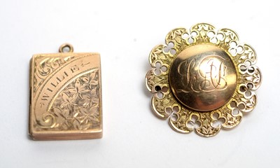 Lot 142 - 9ct gold brooch and locket