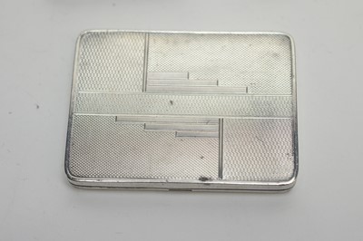 Lot 128 - Silver cigarette case, vesta, stamp case and matchbox cover.
