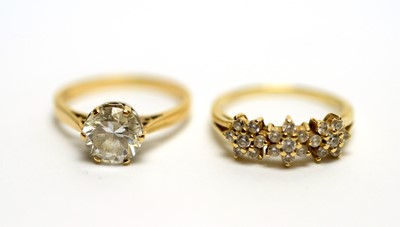 Lot 142 - Two gold rings set with paste stones