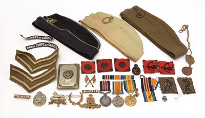 Lot 1003 - A First World War MM medal group, and other items.