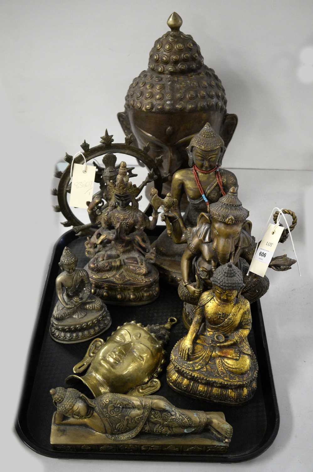 Lot 606 - Collection of brass and other Buddha figurines.
