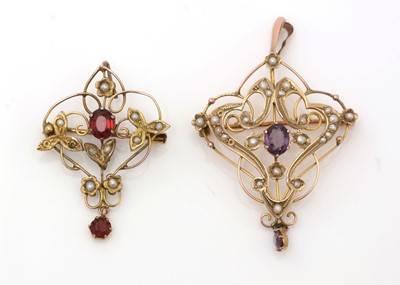 Lot 153A - Two Edwardian brooch/pendants