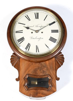 Lot 998 - Samuel Thompson, Darlington: a mid 19th C drop dial wall clock