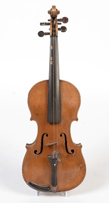 Lot 26 - German Stainer style violin and two bows