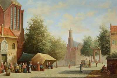 Lot 118 - Pieter Cornelis Steenhouwer - Dutch Street Scene | oil