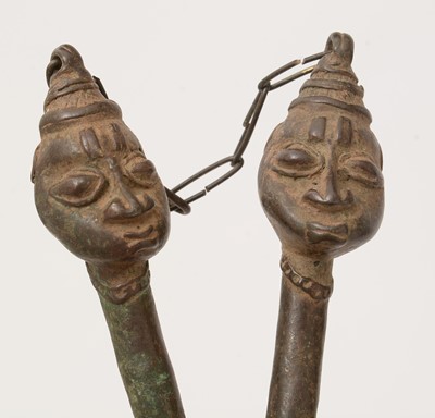 Lot 942 - A pair of Edan Ogboni staffs/rods
