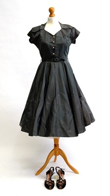 Lot 1234 - 1950s taffeta party frock and shoes