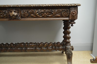 Lot 103 - A Victorian carved oak library table.