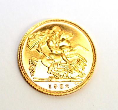 Lot 155 - A Queen Elizabeth II gold half sovereign, 1982.