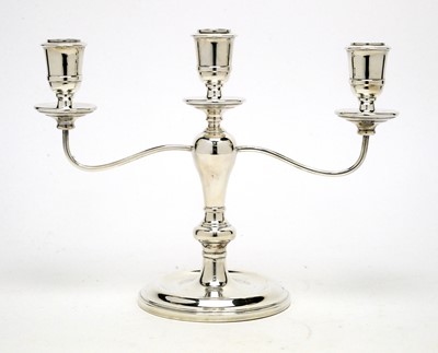 Lot 539 - A pair of Elizabeth II silver twin branch candelabra, by Charles S Green & Co L