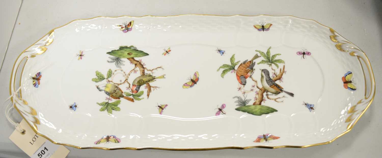 Lot 501 - A Herend Rothschild Bird pattern two handled dish