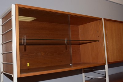 Lot 382 - Attributed to Staples Ladderax:  a mid-Century three bay wall unit.