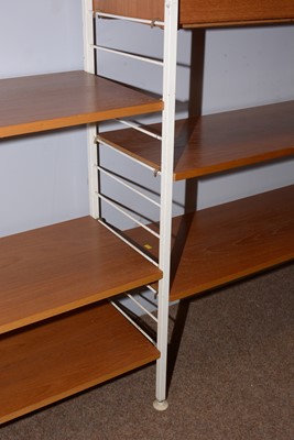Lot 382 - Attributed to Staples Ladderax:  a mid-Century three bay wall unit.