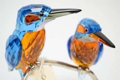 Lot 407 - A Swarovski Crystal Paradise Bird Sculpture 'Kingfisher Couple'.