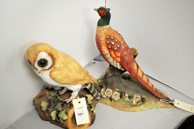 Lot 481 - A Royal Crown Derby barn owl, together with a Royal Crown Derby pheasant.
