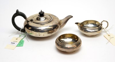 Lot 155 - A silver three piece tea service, by William Lister & Sons