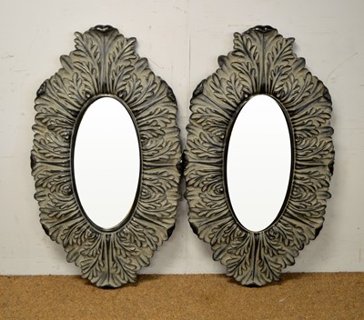 Lot 71 - Pair of oval wall mirrors