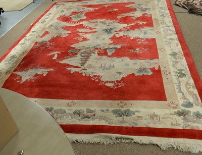 Lot 117 - A 20th Century Chinese washed-wool carpet.