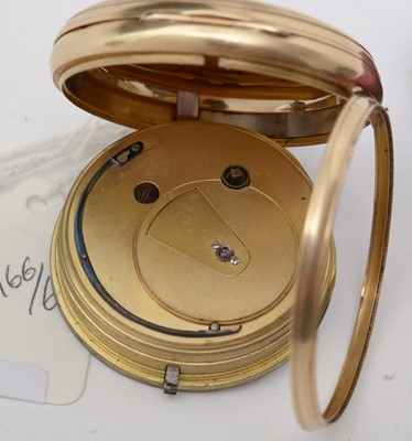 Lot 374 - An 18ct yellow gold cased open faced pocket watch