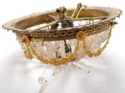 Lot 1018 - Attributed to Waterford Crystal: an early 20th Century gilt bronze hanging ceiling light