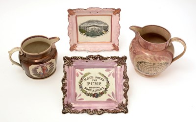 Lot 790 - Two Sunderland plaque and two jugs