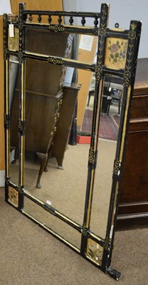 Lot 107 - A 19th Century Aesthetic Movement ebonised and handpainted wall mirror.