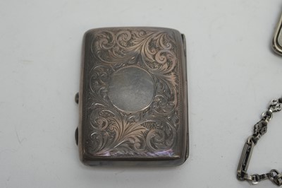 Lot 175 - A silver cigarette case; a silver sovereign case and other items.