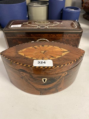 Lot 324 - A Georgian inlaid tea caddy; and a Victorian glove box.