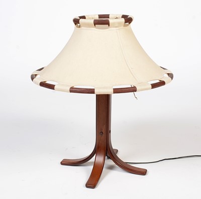 Lot 434 - Atelja Lyktan 'Anna' bentwood table lamp with linen lampshade