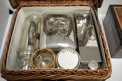 Lot 356 - An early 20th C Coracle picnic set.