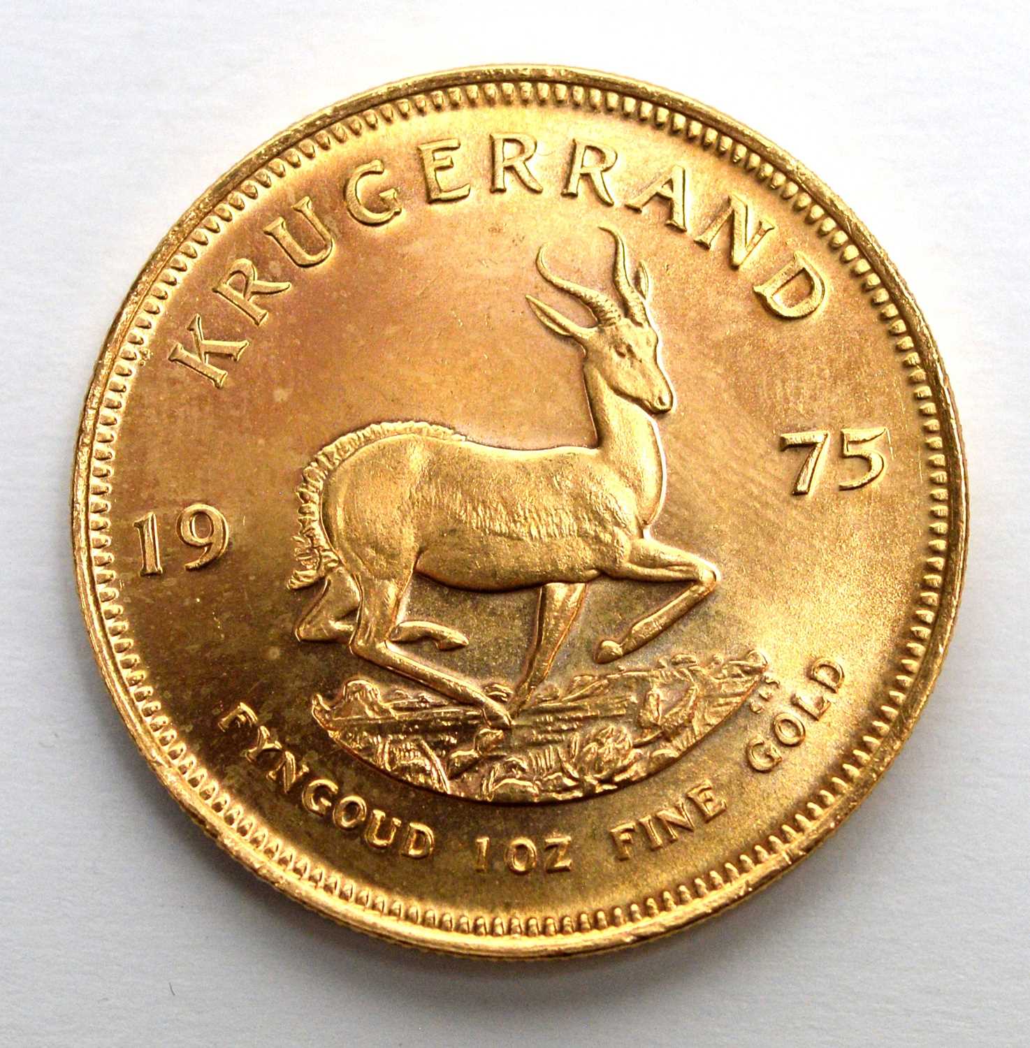 Lot 224 - South Africa 1oz fine gold Krugerrand, 1975.