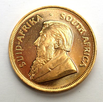 Lot 224 - South Africa 1oz fine gold Krugerrand, 1975.